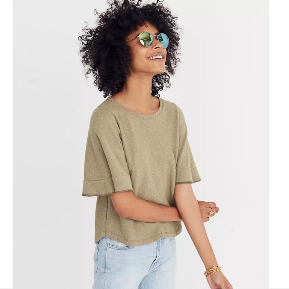 Madewell Texture & Thread Flutter Sleeve Relaxed fit Top Size XS Pink/Peach